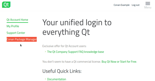 Installing Qt via Conan Package Manager