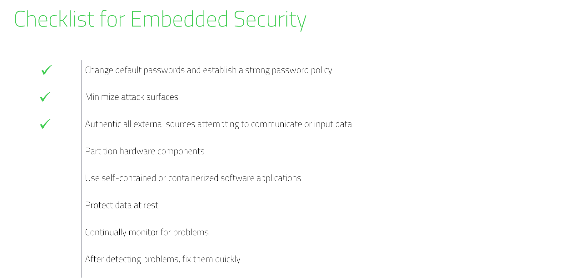 Downloadable Checklist for Embedded Security