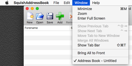 Normal "Window" menu with "Bring All to Front" menu item