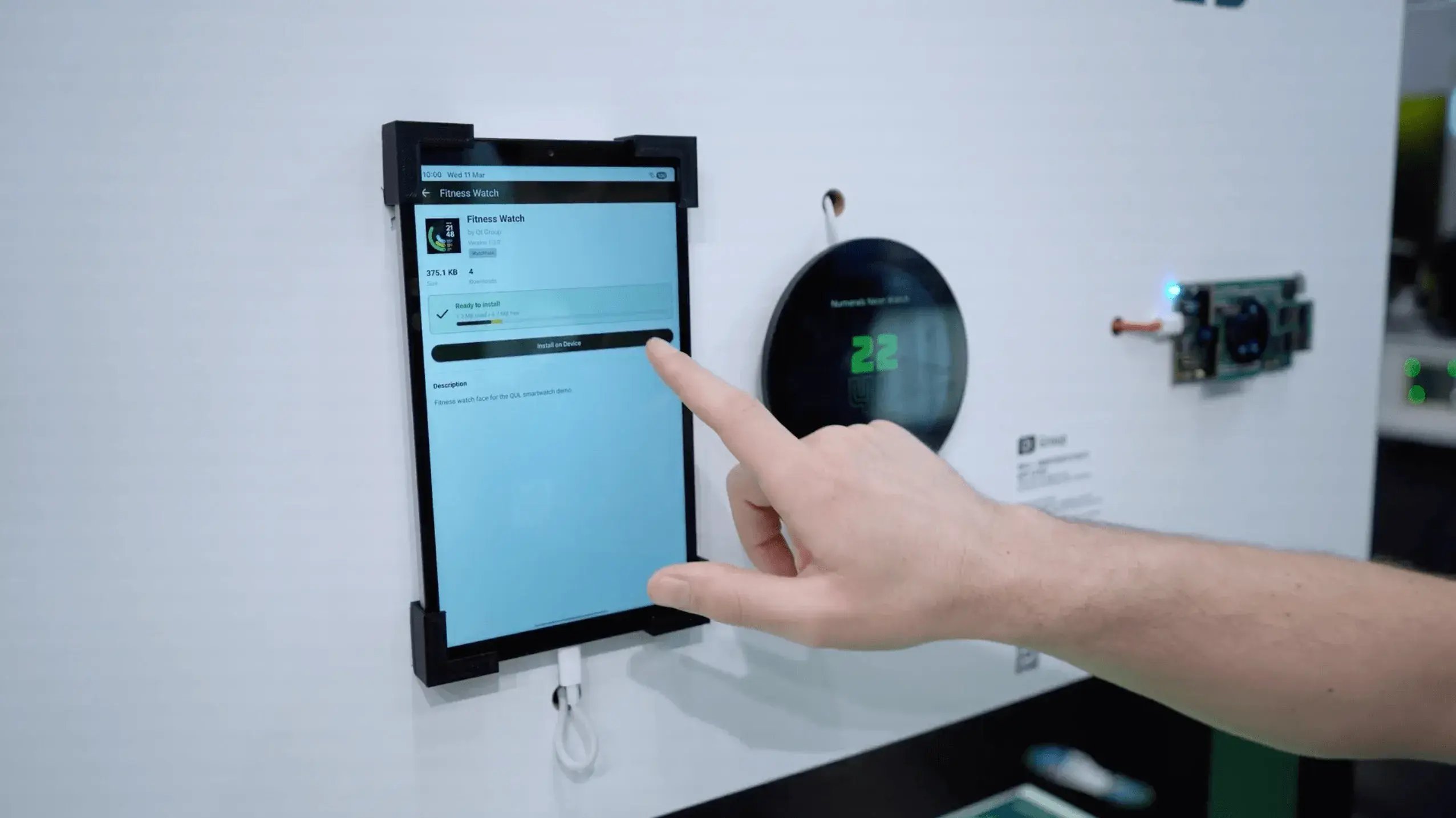 The installation of apps from app store to microcontrollers, with Qt for MCUs.