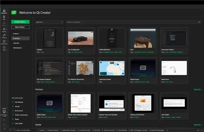 Qt Creator unified IDE for Qt for MCUs development, featuring code editor, debugger, and device flashing tools