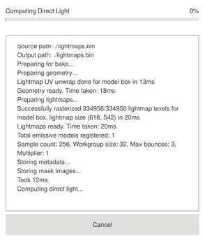 How to see the progress when baking lightmaps with Qt