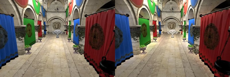 Comparing SSGI (Screen Space Global Illumination) and no global illumination