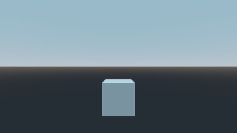 A cube against a procedural sky with a sun