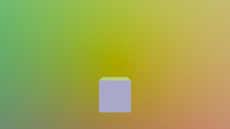 A cube against a sky colored by view direction