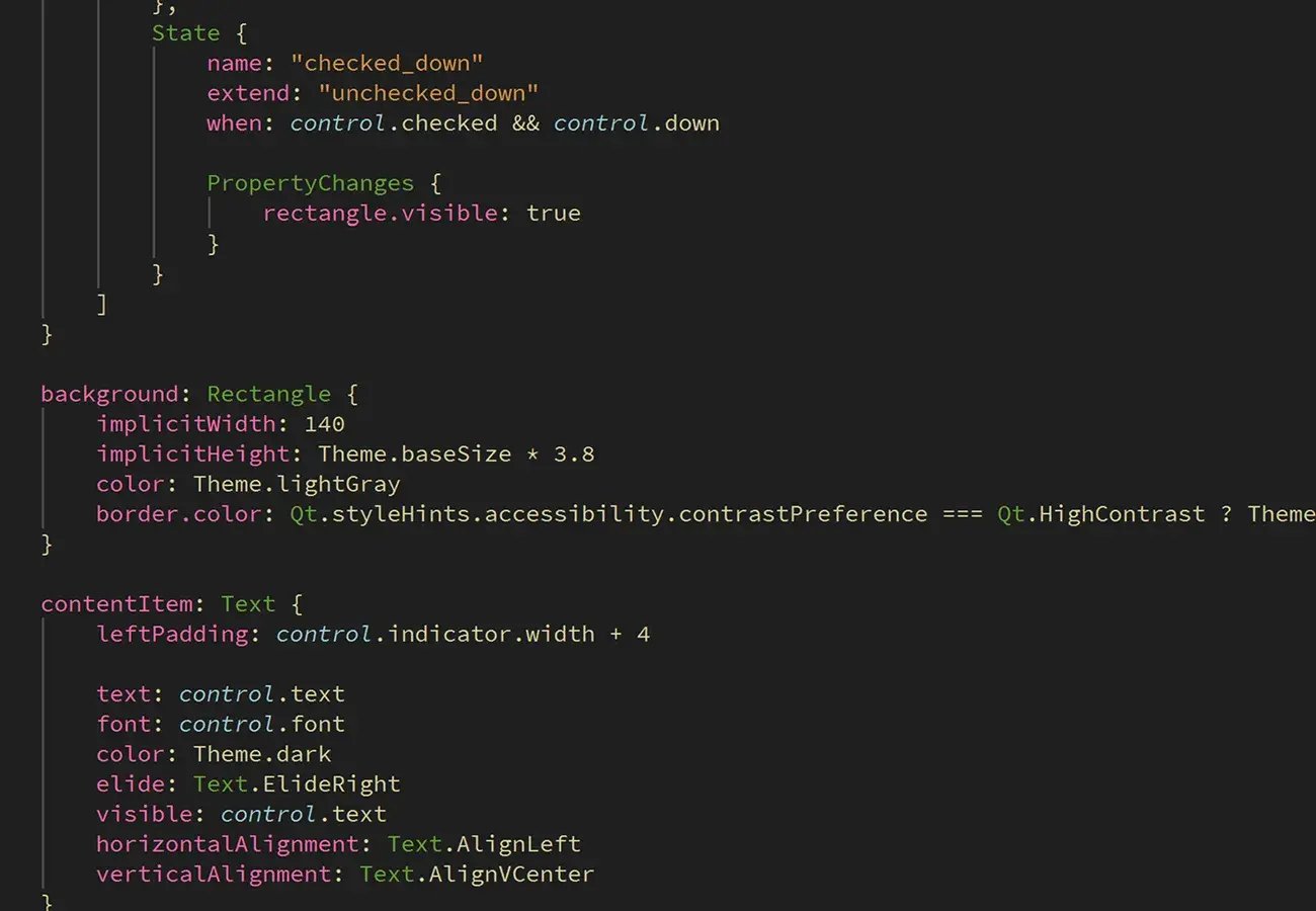QML programming language code example
