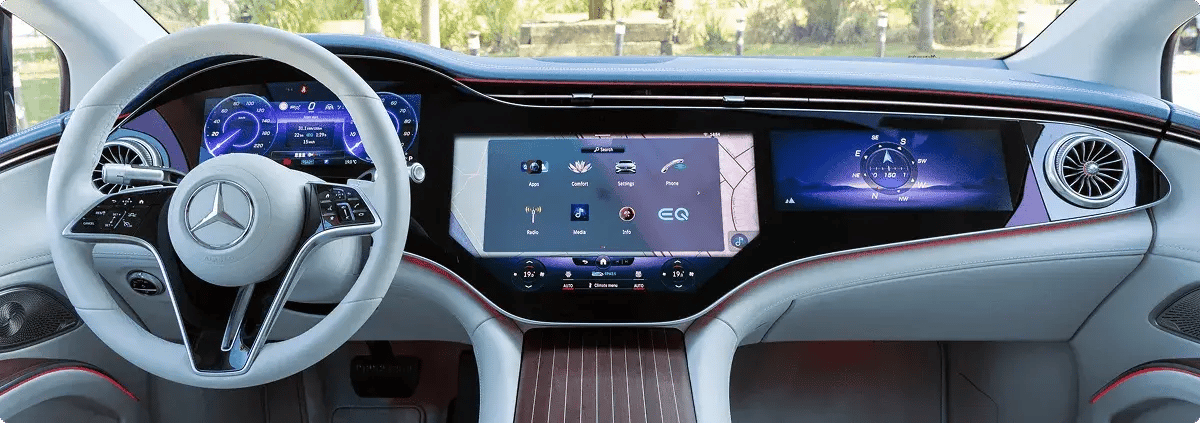 An example of an automotive UI design in a Mercedes car.