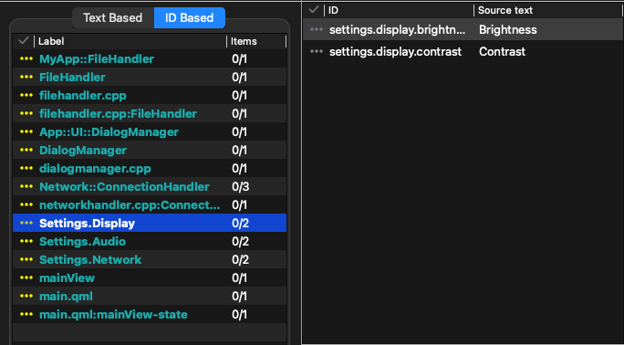 Organizing ID-Based Translations with Labels in Qt Linguist