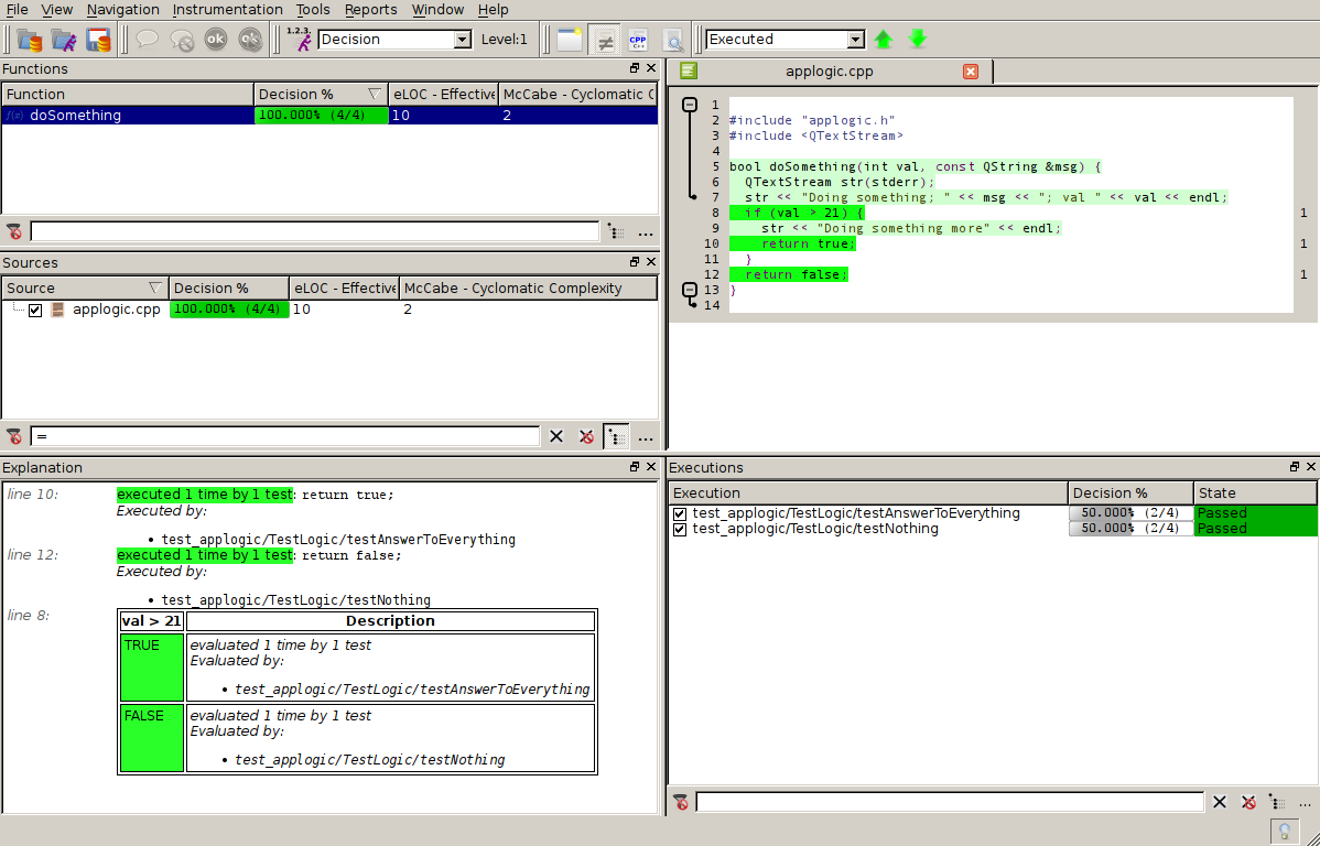 Code Coverage with QTest