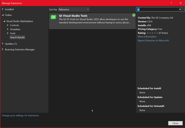 Qt VS Tools for Visual Studio 2022