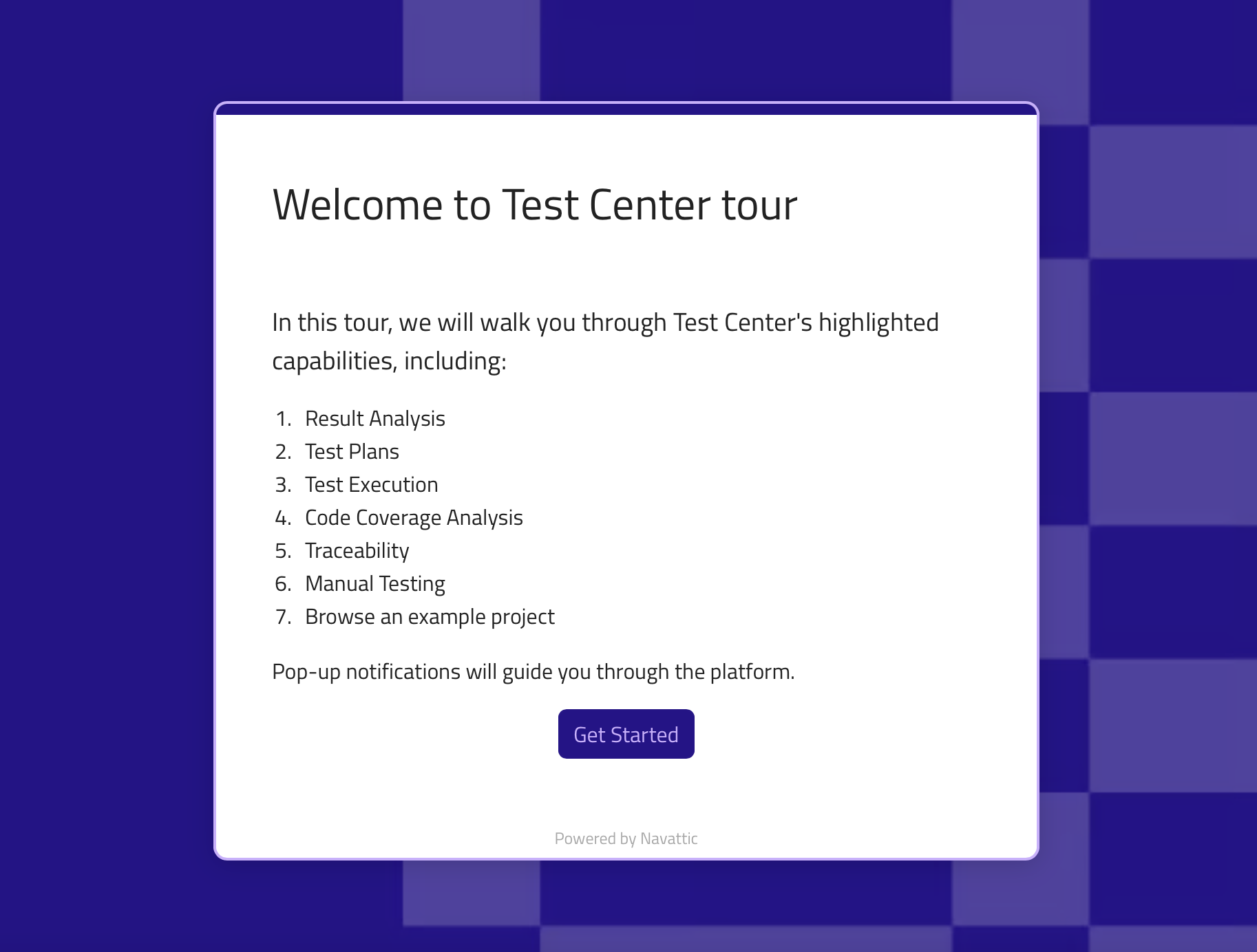 test center product tour