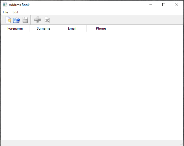 Address Book Qt Application on Windows Platform