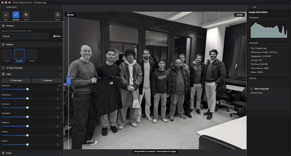 Students from the on-site event displayed in the PhotoManufactura Application